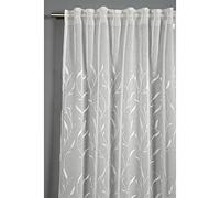 GARDINIA Rideau à Passants Dissimulés Et Galon Fronceur, Voile Dolly Avec Broderie Florale, Translucide et Transparent, Naturel, 140 x 245 cm