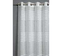 GARDINIA Rideau avec Oeillets, Voile Transparent à oeillets, Rayures 3D, Translucide et Transparent, Blanc, 140 x 245 cm