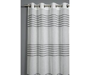GARDINIA Rideau avec Oeillets, Voile Transparent à Oeillets, Rayures 3D, Translucide et Transparent, Gris, 140 x 245 cm