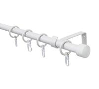 Gardinia Set de Tringle à Rideaux Flamme, Set Complet avec Matériel de Fixation, Longueur 130-240 cm, Métal, Blanc