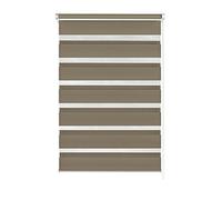 Gardinia Store Enrouleur Double à Coller ou Clipser, Jour/Nuit, Commande Latérale, Bandes Transparentes et Occultantes, Kit de Montage Inclus, Moka, 60 x 150 cm (LxH)