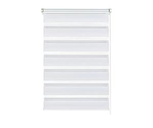Gardinia Store Enrouleur Double à Coller ou Clipser, Jour/Nuit, Commande Latérale, Bandes Transparentes et Occultantes, Kit de Montage Inclus, Blanc, 60 x 150 cm (LxH)