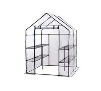 Gardiun Serre PVC/Acier New Leaf 4 étagères 143 x 143 x 195 cm Vert avec Porte à Fermeture éclair