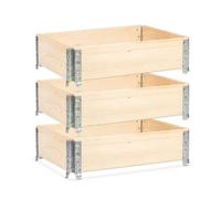 gardivo Jardinière surélevée 80 x 60 x 20 cm - 3 pièces, demi-palette européenne cadre en bois, jardin, plate-bande surélevée, cadre en bois, empilable, empilable