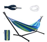 ISO TRADE 10198 Hamac avec armature 200 x 150 cm jusqu'à 150 kg - Hamac de jardin pour 2 personnes - Cadre en acier revêtu par pulvérisation - Hamac d'extérieur sur la terrasse et le balcon