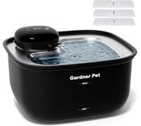 Gardner Pet Fontaine à Eau pour Chat et Chien sans Fil en Acier Inoxydable 3.78L, Distributeur d'eau Automatique à Pile avec Capteur de Mouvement, Affichage de Température et Filtration - Noir