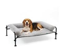 Gardner Pet Lit de Camp pour Chien Surélevé avec Coussin Amovible - 88.3x55.4x31cm, Coussin Amovible + Surface en Filet Aéré pour Toutes Saisons & 2 Usages - Gris