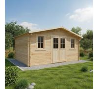 Gardy Shelter Abri de Jardin Bois Massif 19,8m² | Double Porte et Fenêtres | Toiture Voliges 20mm | sans Permis de Construire | Kit Anti-Tempête Inclus