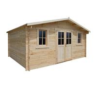 Gardy Shelter Abri de Jardin Bois Massif 19,8m² | Double Rainurage 40mm | sans Permis de Construire | Toiture Bois avec Feutre Bitumé | Double Porte Semi-Vitrée et Fenêtres | Kit Anti-Tempête Inclus