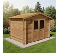 Gardy Shelter Abri de Jardin Bois Massif 6m² | Traitement Insecticide et Fongicide Classe III | Double Porte Semi-Vitrée | Toiture OSB 3 | Marron | 298x198cm