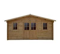 Gardy Shelter Abri de Jardin Bois Massif Traité 19,8m² | Rangement Extérieur Marron avec Toiture Voliges 20mm | sans Permis de Construire | Traitement Insecticide et Fongicide
