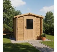 Gardy Shelter Abri de Jardin Bois Massif Traité 4m² | Rangement Extérieur Marron avec Serrure | Hauteur Faîtage 2m, Porte Menuisière, Traitement Classe III