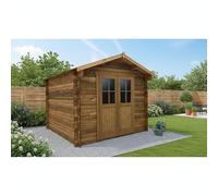 Gardy Shelter Plus | Abri de Jardin Bois Massif Traité 9m² 28mm | Rangement Extérieur Marron avec Toiture Voliges 20mm | Portes Robustes & Traitement Insecticide Fongicide