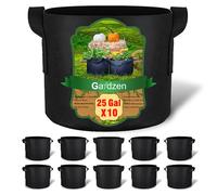 Gardzen Lot de 10 Sacs de Culture de 94,6L, Pots en Tissu épais de 300G avec poignées, Pots en Tissu Robuste pour Plantes