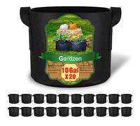 Gardzen Lot de 20 Sacs de Culture de 10 gallons, Pots en Tissu d'aération avec poignées, Pot pour Plantes