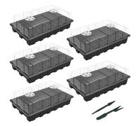 Gardzen Lot de 5 Kits de Propagation de Jardin, Plateaux de semences avec 200 cellules, Plateau de démarrage de graines avec dôme et Base, 38,1 x 22,9 cm (40 cellules par Plateau)