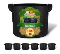 Gardzen Lot de 6 Sacs de Culture de 5 gallons, Pots en Tissu d'aération avec poignées, Pots en Tissu Robuste pour Plantes