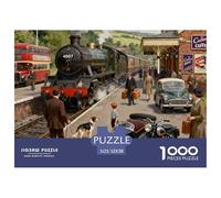 Gare de Bus à Vapeur Britannique Vintage (3) 1000 Pièces Puzzles Classique Jeu Cadeau Unique Puzzles Jouets De Difficiles pour La Famille 52x38cm/1000pcs