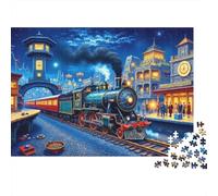 Gare de Train de Nuit Puzzle 1000 Pièces Adultes intéressant Puzzles 1000 Pièce Jeux D'adresse Cadeau 52x38cm/1000pcs
