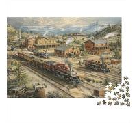 Gare de Train Historique Puzzle 1000 Pièces Adulte en Carton Recyclé, Jeu De Puzzle Premium rééducation Cognitive pour Une Activité Cocooning, Cadeau Fête des Mères/Pères 52x38cm/1000pcs