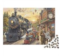Gare de Trains à Vapeur Puzzle 1000 Pièces Adultes Et Enfants,Jeu Éducatif,Casse-tête,Dès 14 Ans,Premium,Carton,Déco Murale, Anti-Stress,Détente,Défi 70x50cm