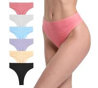 GAREDOB Culottes string à taille haute en coton côtelé pour femme - Taille plus - String montant confortable, S
