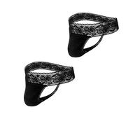 GAREDOB Lot de 2 strings sexy en dentelle douce et confortable pour homme Taille S à 4XL, 4X-Large