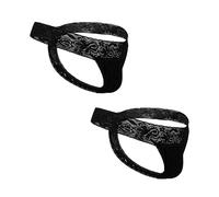 GAREDOB Lot de 2 strings sexy en dentelle douce et confortable pour homme Taille S à 4XL, Lot de 2 - Noir, Small