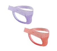 GAREDOB Lot de 2 strings sexy en dentelle douce et confortable pour homme Taille S à 4XL, Lot de 2 - Violet pêche, 3X-Large