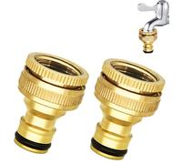 Garegce Lot de 2 connecteurs de robinet d'arrosage en laiton pour robinet extérieur 1,9 cm et 1,27 cm, adaptateur de robinet fileté femelle, connecteurs de tuyau d'arrosage en métal étanches pour