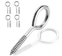 Garegce Lot de 4 crochets à visser en acier inoxydable 304, 114 mm / 4.48 in, crochets de corde à linge robustes pour poteau de clôture, support mural, vis avec bouchons en plastique pour maison