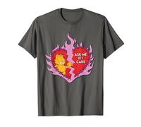 Garfield Barbed Wire Broken Heart Ask Me If I Care Cartoon T-Shirt