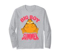 Garfield Big Boy Summer Chonky Orange Cat Funny Cartoon Manche Longue