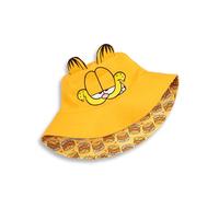 Garfield Chapeau de Seau réversible Orange Unisexe | Vêtements de Dessin animé Classiques avec Oreilles 3D | Impression de Motif de Lasagne au Verso | Chapeaux de Protection Solaire décontractés