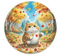 Garfield Chat 1000 Pièces Puzzle Rond pour Adultes Animaux Chats DIY Original Qualité SupérieureJeux De Défi Uniques 1000pcs (67.5x67.5cm)