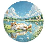Garfield Chat 1000 Pièces Puzzle Rond pour Adultes Animaux Chats Moderne Jeu Original Qualité Supérieure Jeux De Défi Uniques 1000pcs (67.5x67.5cm)