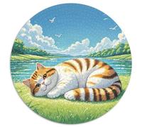Garfield Chat 1000 Pièces Puzzle Rond pour Adultes Et Enfants Animaux Chats DIY Difficile Impossible Jeux De Défi Uniques 1000pcs (67.5x67.5cm)