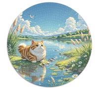 Garfield Chat Casse-tête De 1000 Pièces Ronds pour Adultes Animaux Chats DIY Unique Créatif Jeux De Défi Uniques 1000pcs (67.5x67.5cm)