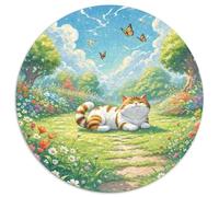 Garfield Chat Circulaire Puzzle 1000 Pièces pour Adultes Animaux Chats DIY Difficile Impossible Difficile Impossible Jeux De Défi Uniques 1000pcs (67.5x67.5cm)