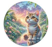 Garfield Chat Circulaire Puzzle 1000 Pièces pour Adultes Animaux Chats DIY Difficile Impossible Difficile Impossible Jeux De Défi Uniques 1000pcs (67.5x67.5cm)