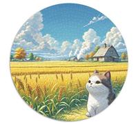 Garfield Chat Puzzle Rond De 1000 Pièces pour Adultes Animaux Chats DIY Difficile Impossible Créatif Jeux De Défi Uniques 1000pcs (67.5x67.5cm)