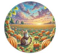 Garfield Chat Puzzle Rond De 1000 Pièces pour Enfants Animaux Chats DIY Difficile Impossible Créatif Jeux De Défi Uniques 1000pcs (67.5x67.5cm)