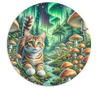 Garfield Chat Puzzle Rond De 1000 Pièces pour Enfants Animaux Chats DIY Original Difficile Impossible Jeux De Défi Uniques 1000pcs (67.5x67.5cm)