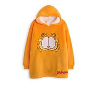 Garfield Couverture portable pour enfants | Sweat à capuche en polaire surdimensionné pour enfants (Orange) | Lazy Tabby Cat Face Unisexe Pull à capuche Loungewear | Cadeau de marchandise de film