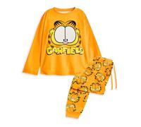 Garfield Ensemble Pyjama 2 pièces pour Enfants | Bas à Jambes Longues et Haut de Nuit à Manches Longues imprimé Chat Paresseux Orange pour Enfants