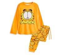 Garfield Ensemble Pyjama Femme | Adultes Lazy Cat Graphic Haut à Manches Longues et Bas de Pyjama à Jambe Longue en Orange | Personnage de Chat de Dessin animé pour Dames