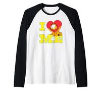 Garfield I Heart Me Funny Block Letters Love Cat Cartoon Manche Raglan