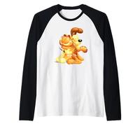 Garfield & Odie 3D Hugging Cute Cartoon Cat and Dog Manche Raglan