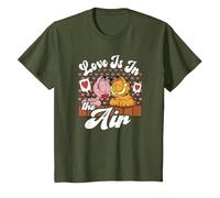 Garfield Saint Valentin Garfield Arlene Love is in The Air T-Shirt, Enfant, Olive, 2 Ans