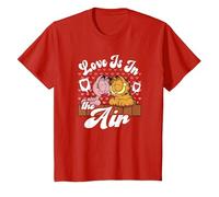 Garfield Saint Valentin Garfield Arlene Love is in The Air T-Shirt, Enfant, Rouge, 12 Ans
